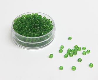 Glasperlen 2,2 / 3mmD grün transparent